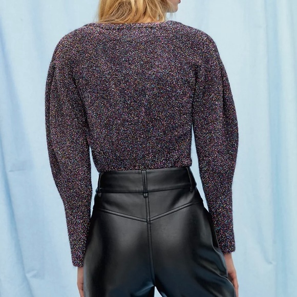 Wilfred Le Fou Aritzia Jive Sweater Size Large Shimmery Metallic - Picture 2 of 13